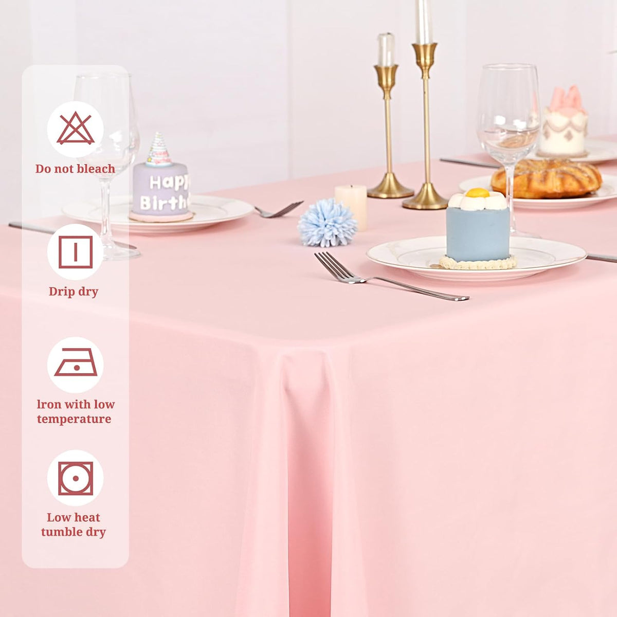10 Pack 60 x 102 Inch Rectangle Tablecloth, Pink Tablecloth for 6 Feet Rectangle Tables, Stain and Wrinkle Resistant Washable Fabric Table Cloth for Wedding Dining Table Buffet Parties Camping
