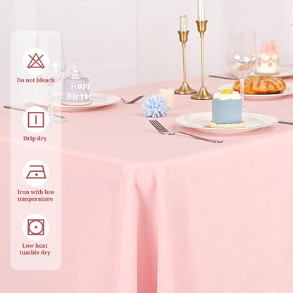 10 Pack 60 x 102 Inch Rectangle Tablecloth, Pink Tablecloth for 6 Feet Rectangle Tables, Stain and Wrinkle Resistant Washable Fabric Table Cloth for Wedding Dining Table Buffet Parties Camping