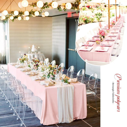 10 Pack 60 x 102 Inch Rectangle Tablecloth, Pink Tablecloth for 6 Feet Rectangle Tables, Stain and Wrinkle Resistant Washable Fabric Table Cloth for Wedding Dining Table Buffet Parties Camping
