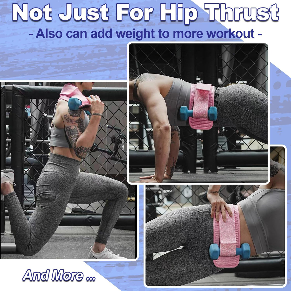 Hip Thrust Belt for Glutes & Squats, Support up to 100 lbs, Home Gym