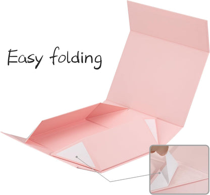 Pink Gift Boxes,Collapsible 9.7x7.2x3.3 Inch Gift Box with Lids,Magnetic Closure Matte Textured Finish Box for Wedding,Birthday,Mother's day,Christmas