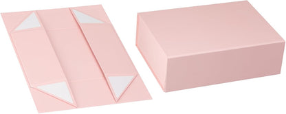 Pink Gift Boxes,Collapsible 9.7x7.2x3.3 Inch Gift Box with Lids,Magnetic Closure Matte Textured Finish Box for Wedding,Birthday,Mother's day,Christmas
