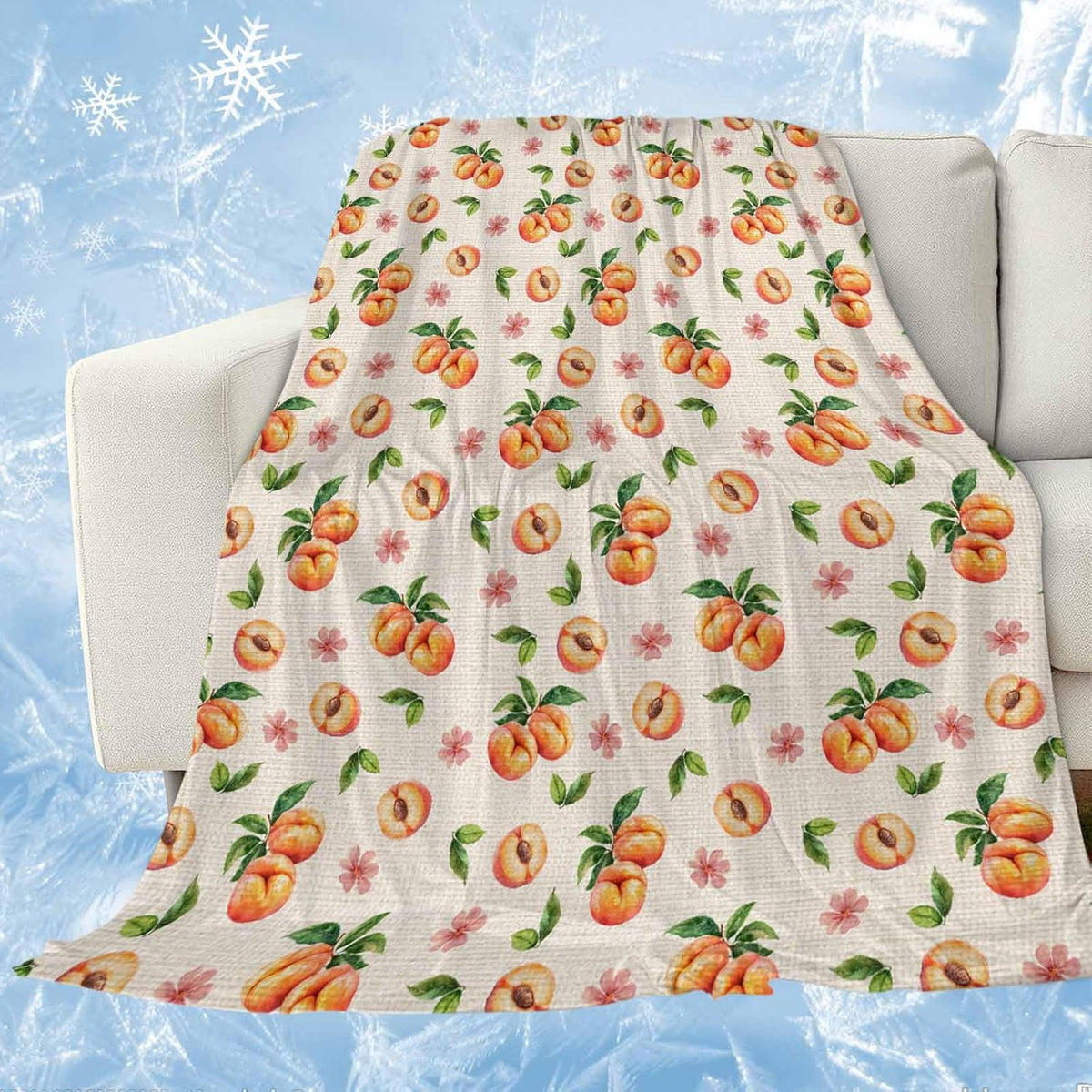 Peaches Cooling Blankets for Hot Sleepers Summer Fruit Flowers Retro Cool Throw Blanket, Lightweight Ice Blanket 30" x 40" Summer Cold Blankets for Night Sweats