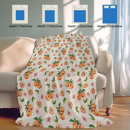 Peaches Cooling Blankets for Hot Sleepers Summer Fruit Flowers Retro Cool Throw Blanket, Lightweight Ice Blanket 30" x 40" Summer Cold Blankets for Night Sweats