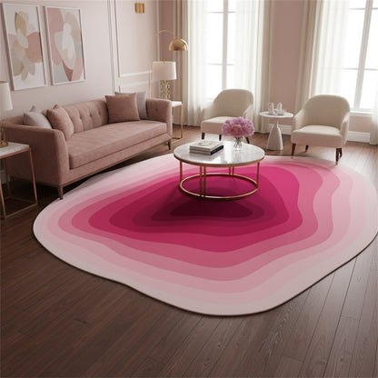 Modern Abstract Art Deco Irregular Shaped Area Rug Pink Ombre Tonal Geometric Texture Indoor Large Rugs for Living Room Bedroom Dining Room Soft Washable Non Skid Rug Nursery Dorm Boho Carpet 4x6
