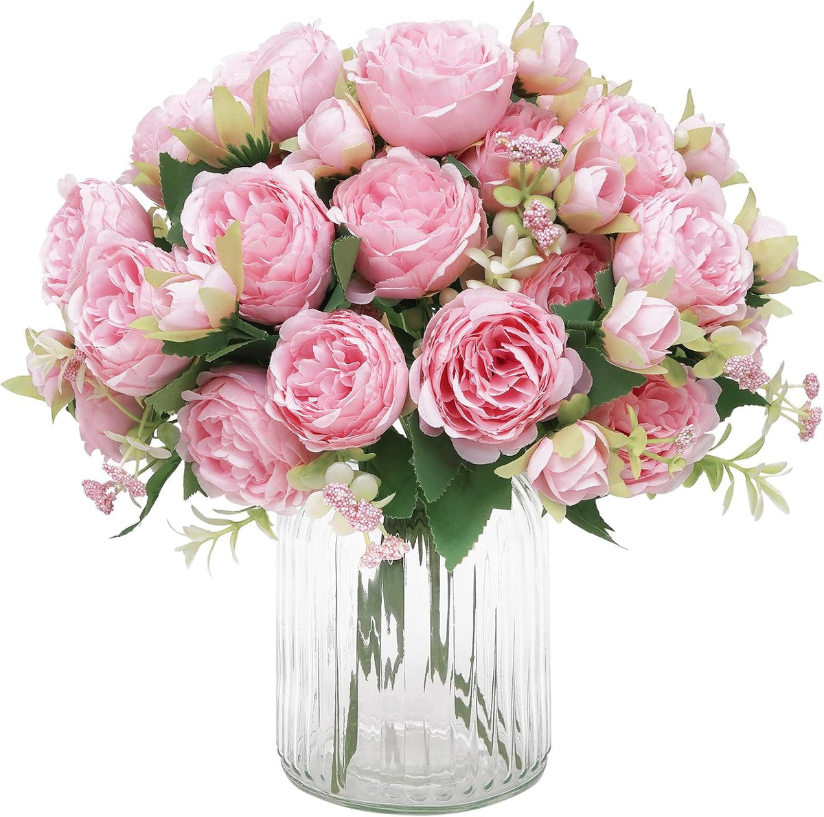 2 Packs Peonies Artificial Flowers, Light Pink Silk Artificial Peonies