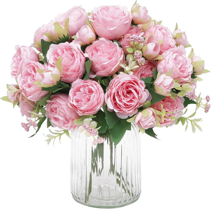2 Packs Peonies Artificial Flowers, Light Pink Silk Artificial Peonies