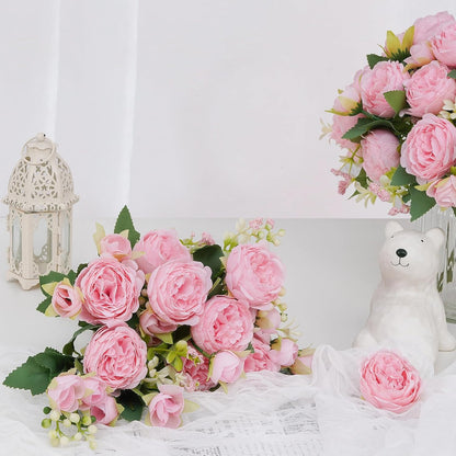2 Packs Peonies Artificial Flowers, Light Pink Silk Artificial Peonies
