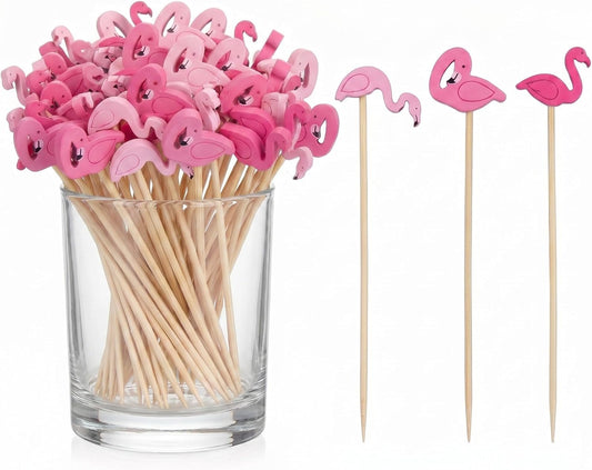 3 Style Flamingo Cocktail Picks 5.31'' Long Pink Flamingo Toothpicks
