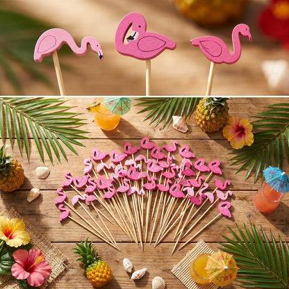 3 Style Flamingo Cocktail Picks 5.31'' Long Pink Flamingo Toothpicks