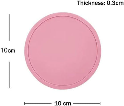 6 Pieces Silicone Coasters, Round Cup Coaster for Drinks Beer, Coffee Coasters for Table, Desk, Kitchen, Office, Bar Furniture Protection and Decor, Couple Cup Pads for Party Pink and Blue