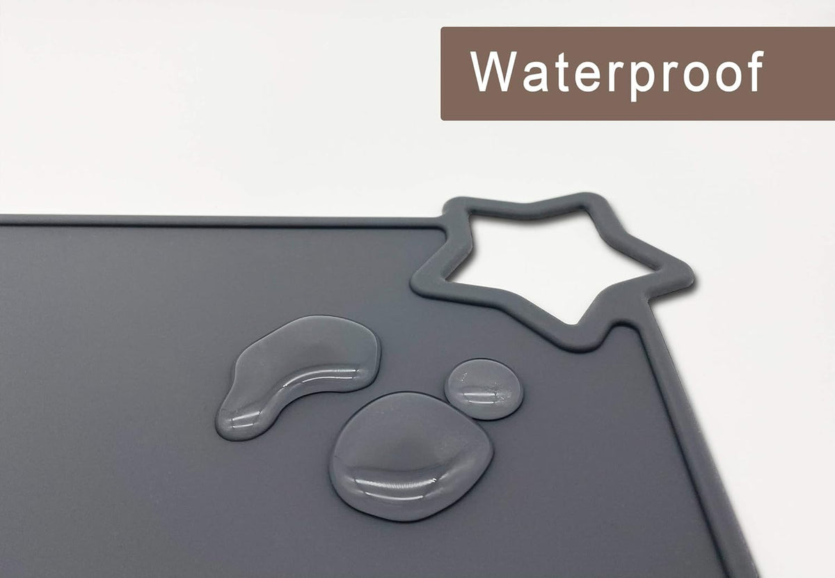 Silicone Placemats for Baby & Kid, Stain-Proof Non-Slip Toddler Food Mats Eating Table Mat with 2 Packs