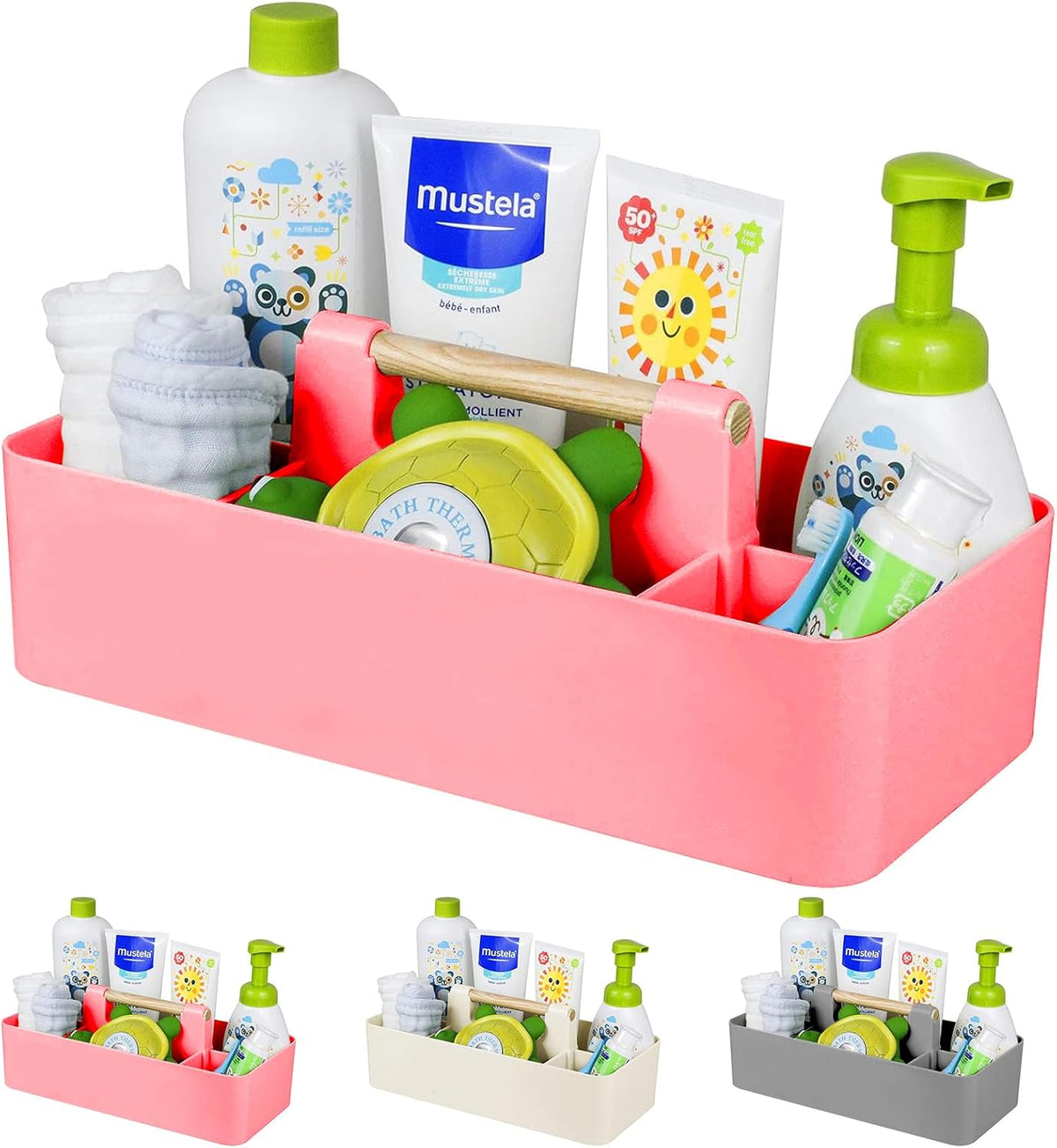 Baby Shower Caddy Plastic Nursery Portable Storage Organizer Pink