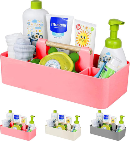 Baby Shower Caddy Plastic Nursery Portable Storage Organizer Pink