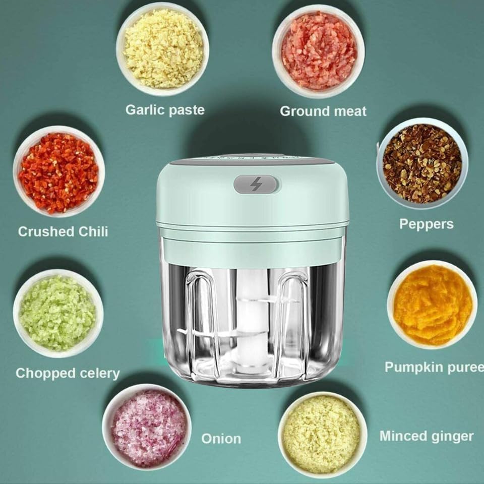 Vegetable Chopper - 300ML Electric Garlic Press Chopper For Kitchen,Cordless Mini Blender,Food, Salad, Meat,Veggie Chopper (PINK)