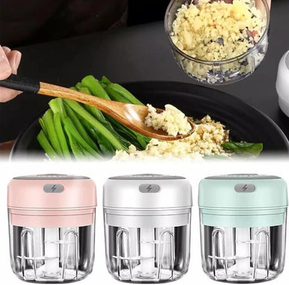 Vegetable Chopper - 300ML Electric Garlic Press Chopper For Kitchen,Cordless Mini Blender,Food, Salad, Meat,Veggie Chopper (PINK)