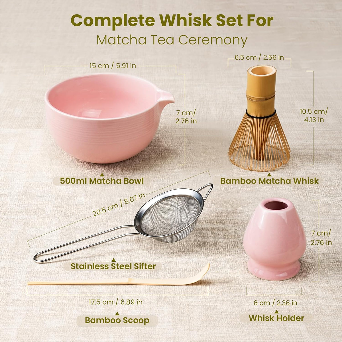 7Pcs Matcha Whisk Set, Matcha Set Whisk and Bowl
