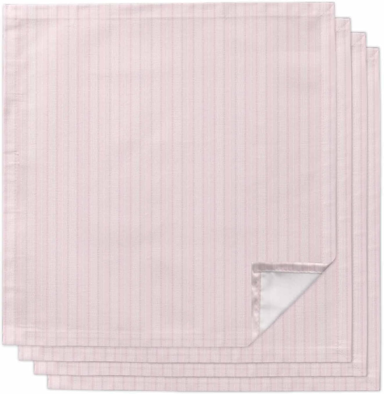 Blush Pink Line Striped Cloth Napkins Set of 4, Holiday Napkins for Baby Shower, Farmhouse Pink Stripes Washable Reusable Dinner Napkin for Cocktail Wedding Party, 20 x 20 Inch