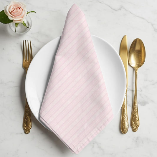 Blush Pink Line Striped Cloth Napkins Set of 4, Holiday Napkins for Baby Shower, Farmhouse Pink Stripes Washable Reusable Dinner Napkin for Cocktail Wedding Party, 20 x 20 Inch