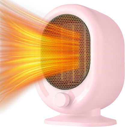 Mini Space Heater,1500W Small Desk Heater,2 Gears Adjustable,PTC Ceramic Heating,Tip-over & Overheat Protection,Fast Heating and Super Quiet Pink