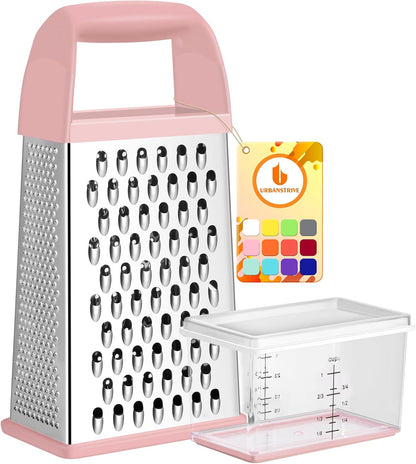 Cheese Grater With Container Box Grater Stainless Steel Kitchen Pink