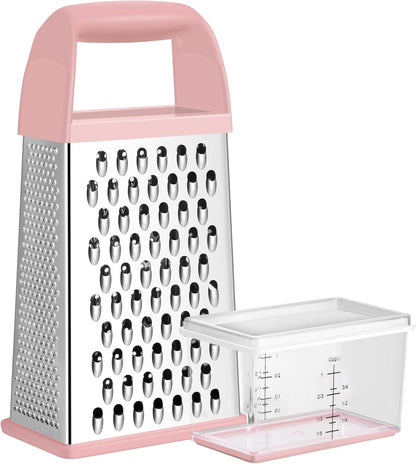 Cheese Grater With Container Box Grater Stainless Steel Kitchen Pink