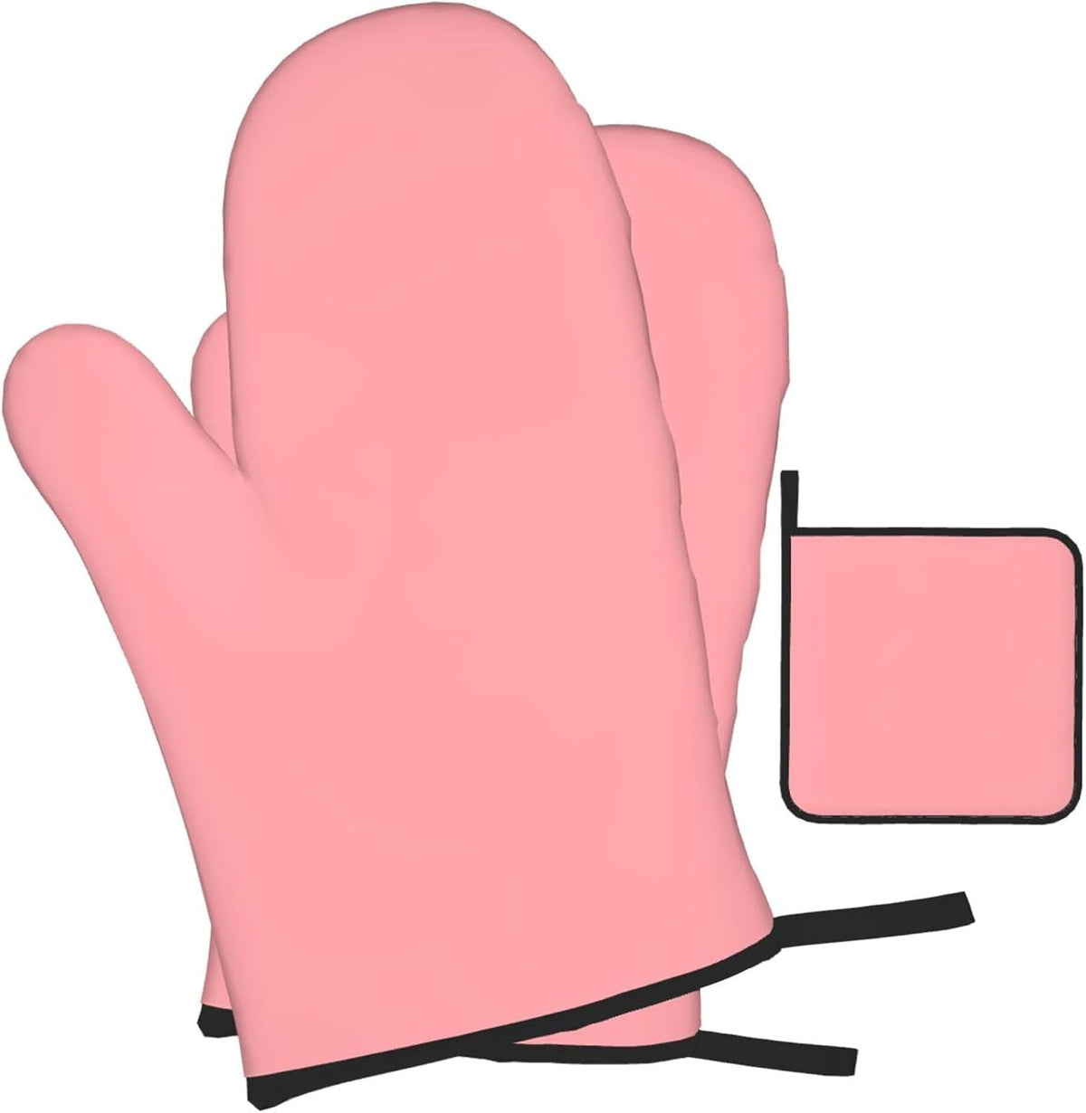 3PCS Oven Mitts and Pot Holders Sets, Solid Soft Light Pink Oven Mitts Set Heat Resistant Kitchen Microwave Gloves Safe for Baking,Cooking, BBQ