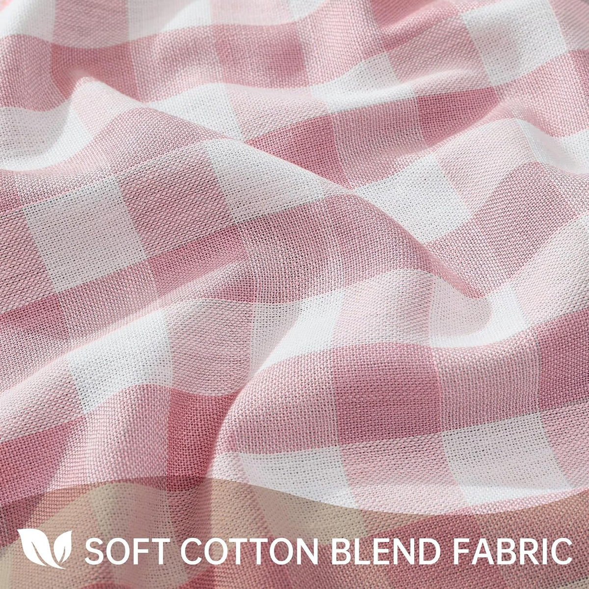 Gingham Round 60" Tablecloth Rectangle Cotton Linen Fabric Checkered Table Cloth with Tassel Washable Wrinkle Free Buffalo Plaid Table Cover for Birthday Party Picnic Outdoor, Pink