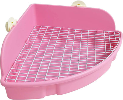 kathson Large Rabbit Litter Box Bunny Corner Toilet Box Potty Trainer Bigger Pet Pan Small Animal Cage Toilet Bedding Box Fanshaped for Adult Guinea Pigs Chinchilla Ferret Galesaur