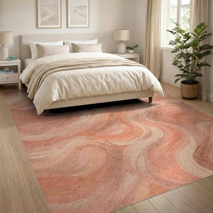 8'x10' Washable Flatwoven Rug, Coral Modern Abstract Stain Resistant Extra Large Carpet Non-Slip Chair-Friendly Mat for Dining Room, Large Office, Lounge | Ref:2164767