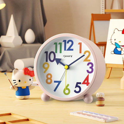 Metal Super Silent Beep Alarm Clock, Desk Alarm Clock Bedroom Clock, Child Interest Alarm Clock(Misty Pink)