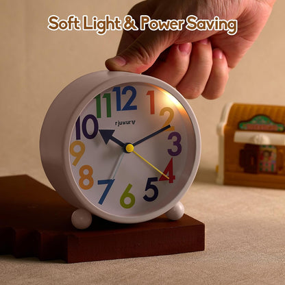 Metal Super Silent Beep Alarm Clock, Desk Alarm Clock Bedroom Clock, Child Interest Alarm Clock(Misty Pink)