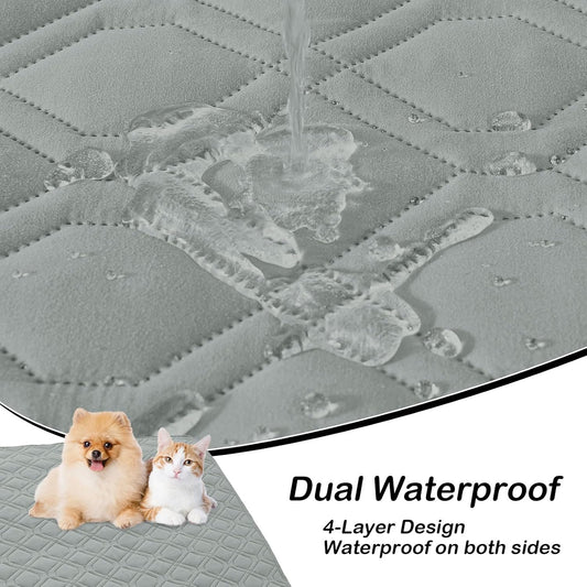 hyha Waterproof Dog Bed Blanket, Soft Pet Blankets, Waterproof Couch Cover for Dogs, Reversible Sofa Covers Washable for Furniture (52x82 Inch, Grey/Dark Grey)