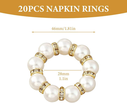 50Pcs Pearl Napkin Rings, Imitation Pearl Ring Napkin Wedding Beaded White