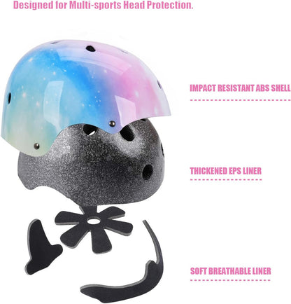 Kids Helmet with Knee Pads Elbow Pads and Wrist Guards,Child Protective Gear for Boys Girls Age 3-5-8 Years fit Roller Skates, Skateboarding, Scooter Bicycle Skate Scooter Skateboard