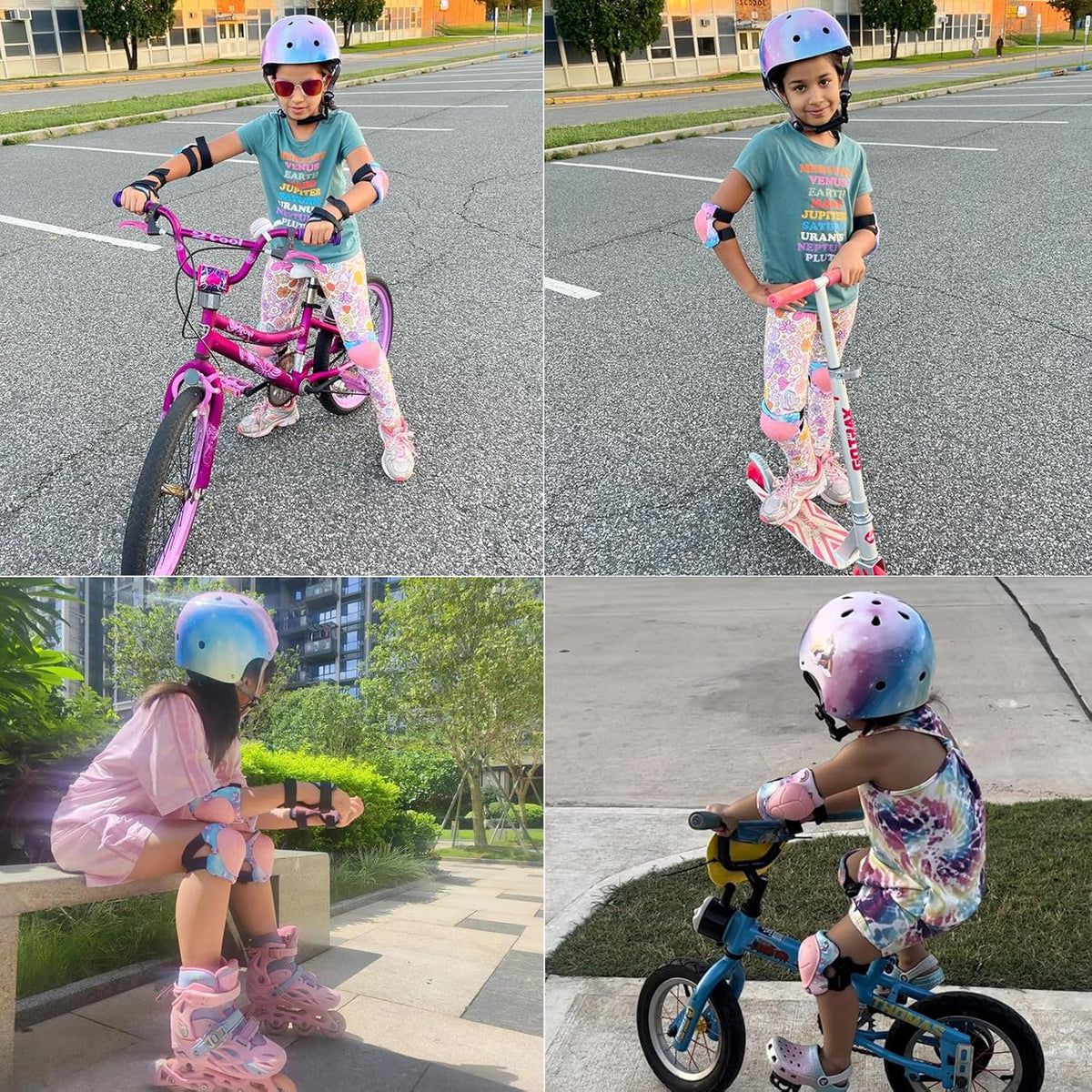 Kids Helmet with Knee Pads Elbow Pads and Wrist Guards,Child Protective Gear for Boys Girls Age 3-5-8 Years fit Roller Skates, Skateboarding, Scooter Bicycle Skate Scooter Skateboard