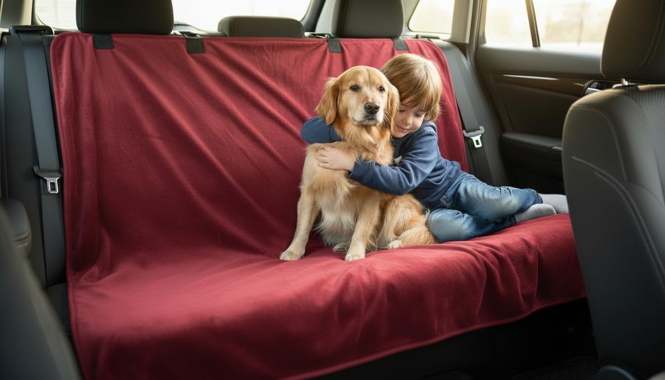 Waterproof Reversible Blanket - Leakproof Furniture Protector, Throw for Sofa, Bed, Car Seat, Couch Cover for People, Pets, Cats & Dogs - Machine Washable - Red Wine Flannel & Gold Sherpa (40” x 60”)