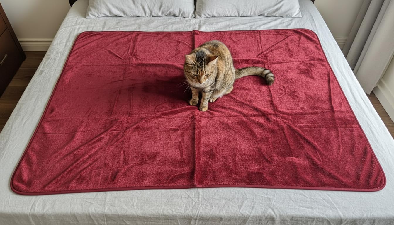 Waterproof Reversible Blanket - Leakproof Furniture Protector, Throw for Sofa, Bed, Car Seat, Couch Cover for People, Pets, Cats & Dogs - Machine Washable - Red Wine Flannel & Gold Sherpa (40” x 60”)