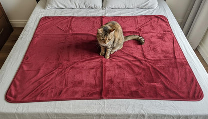 Waterproof Reversible Blanket - Leakproof Furniture Protector, Throw for Sofa, Bed, Car Seat, Couch Cover for People, Pets, Cats & Dogs - Machine Washable - Red Wine Flannel & Gold Sherpa (40” x 60”)