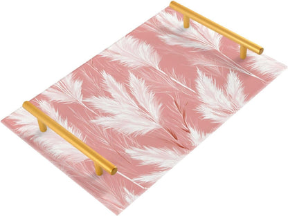 Pampas Peach Decorative Decorative Trays with Handles Serving Tray Handles for Jewelry Perfume for Modern Serving bandeja de plastico para servir