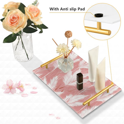 Pampas Peach Decorative Decorative Trays with Handles Serving Tray Handles for Jewelry Perfume for Modern Serving bandeja de plastico para servir