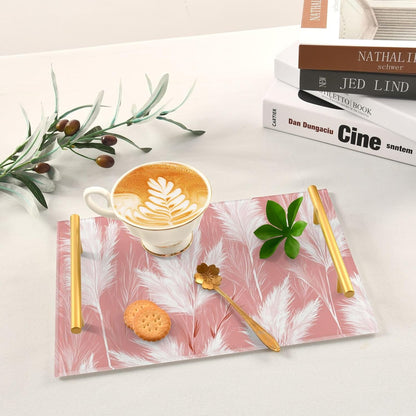 Pampas Peach Decorative Decorative Trays with Handles Serving Tray Handles for Jewelry Perfume for Modern Serving bandeja de plastico para servir