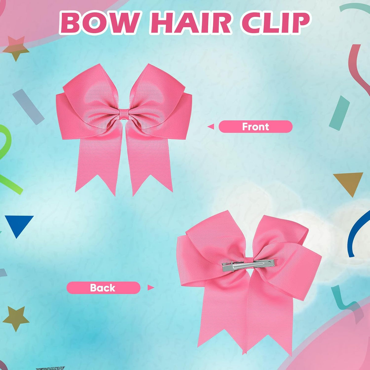 10 Inch Cheerleading Pom Poms with Hair Bow Set,Pink,Classic