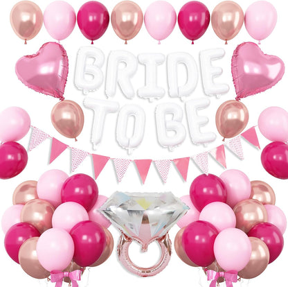 Pink Bachelorette Party Decoration, White Bride To Be Bridal Shower Balloon