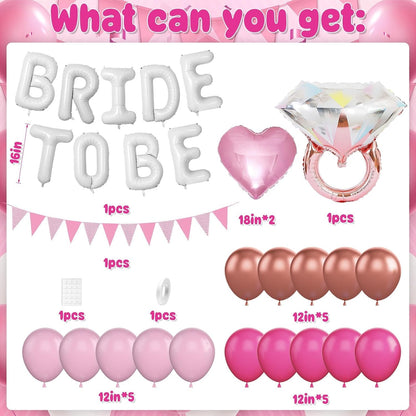 Pink Bachelorette Party Decoration, White Bride To Be Bridal Shower Balloon