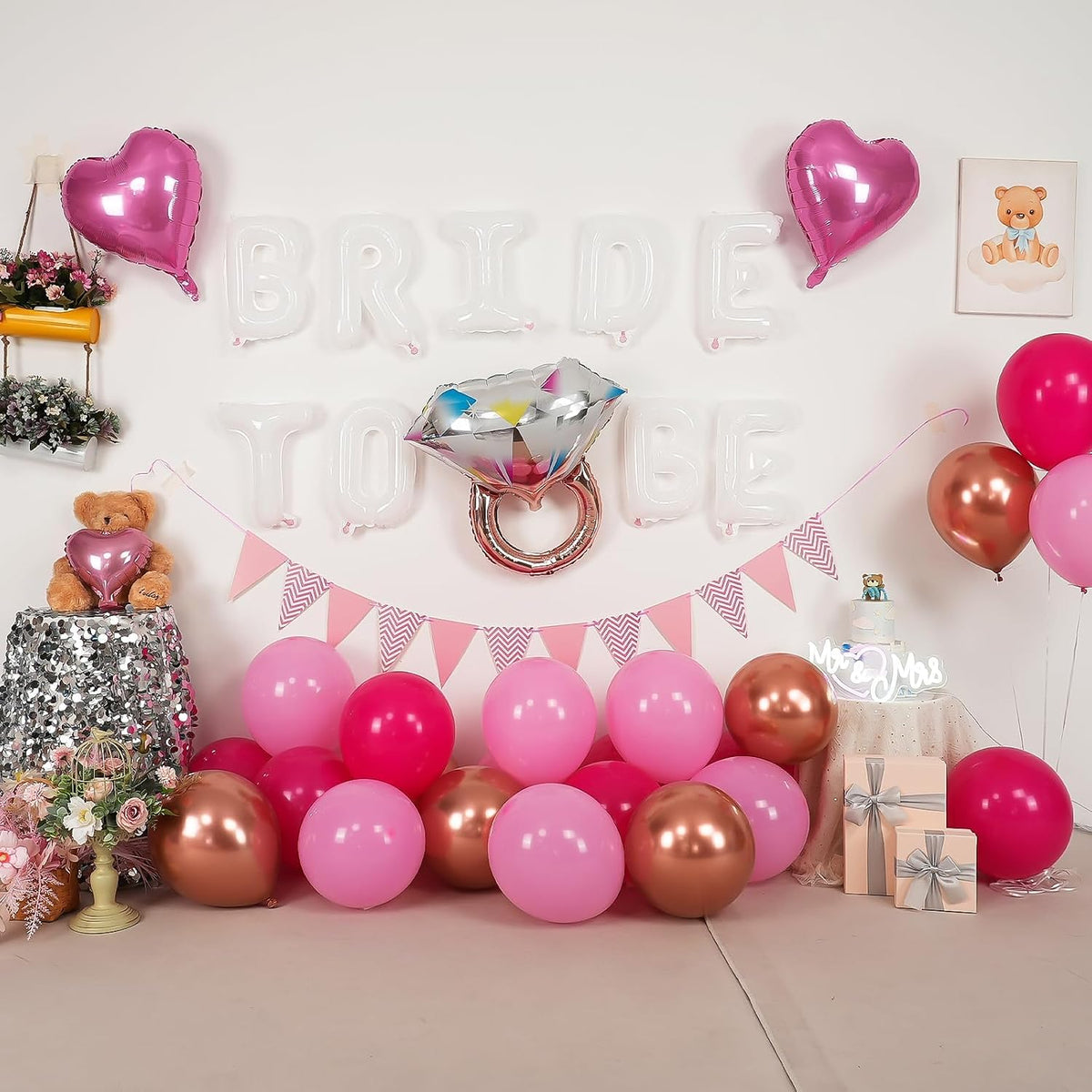 Pink Bachelorette Party Decoration, White Bride To Be Bridal Shower Balloon