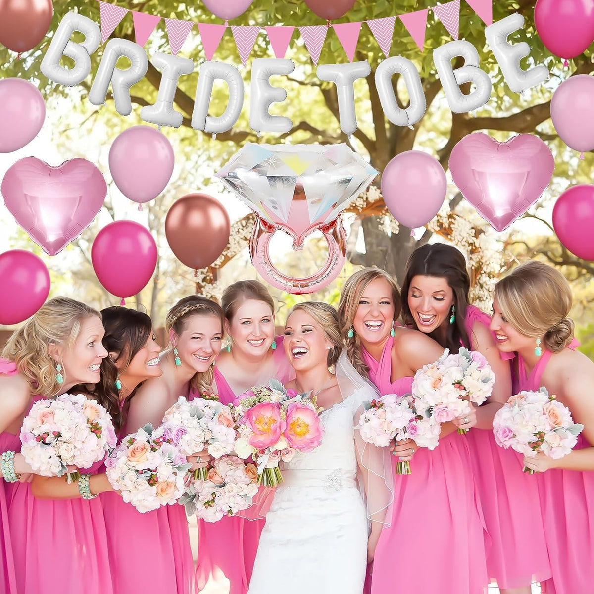 Pink Bachelorette Party Decoration, White Bride To Be Bridal Shower Balloon