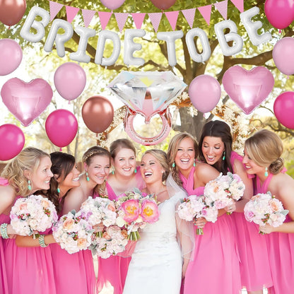 Pink Bachelorette Party Decoration, White Bride To Be Bridal Shower Balloon