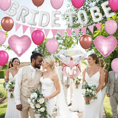 Pink Bachelorette Party Decoration, White Bride To Be Bridal Shower Balloon