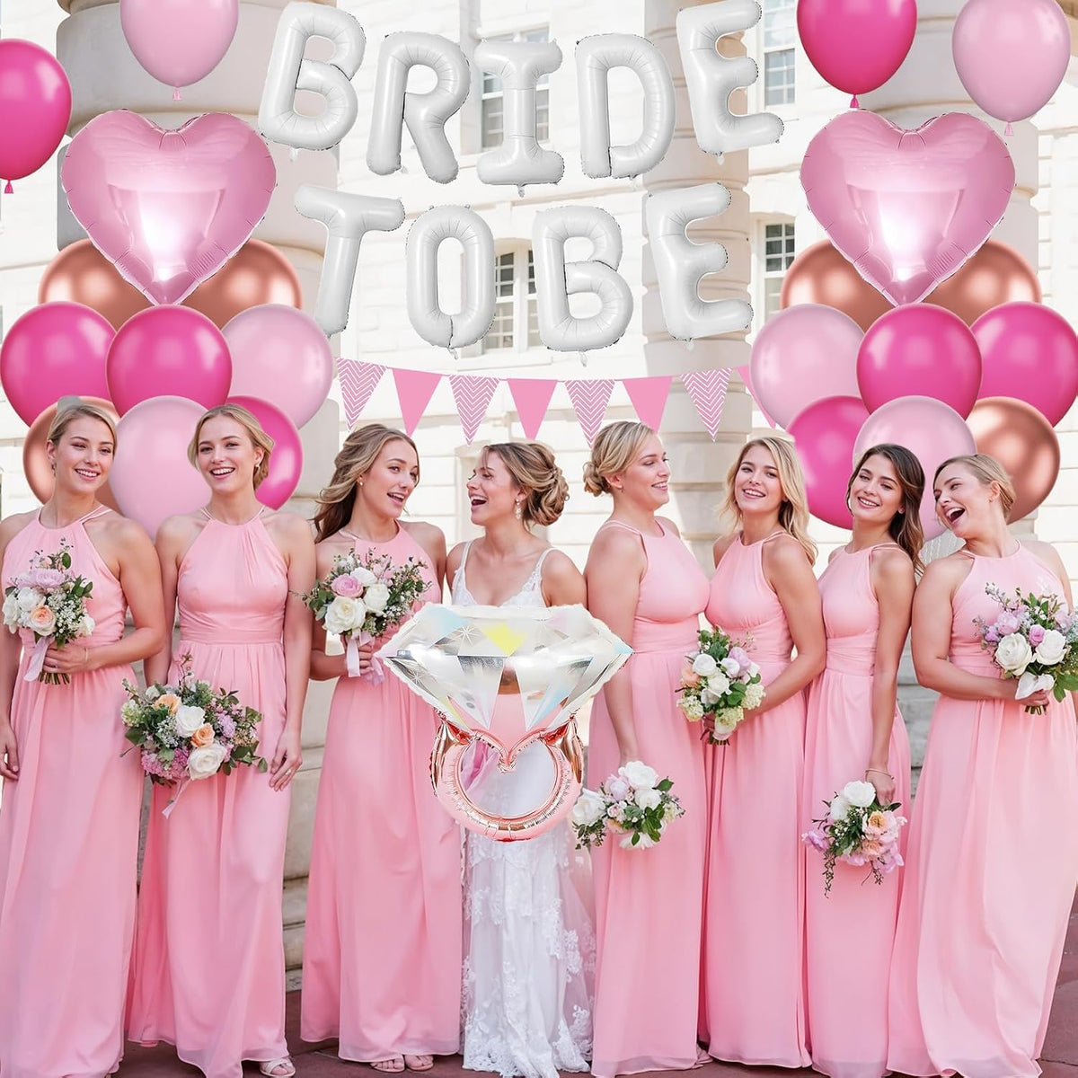 Pink Bachelorette Party Decoration, White Bride To Be Bridal Shower Balloon